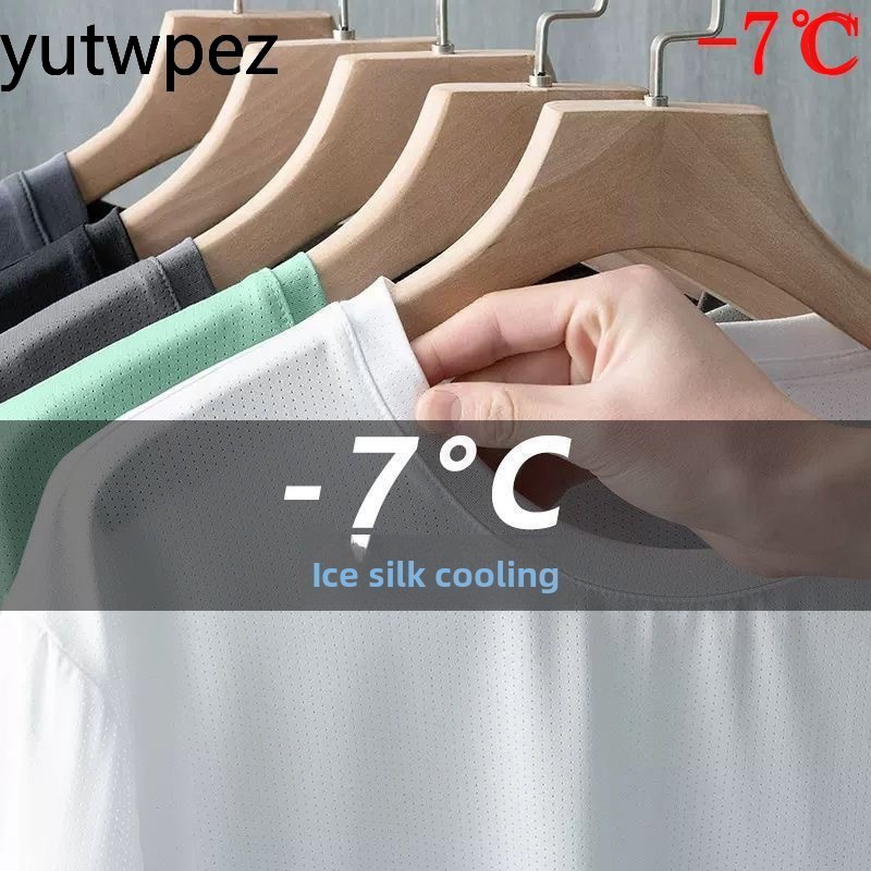 Summer Ice Silk Men T Shirt Sh - T Shirt Tight Fit review and price