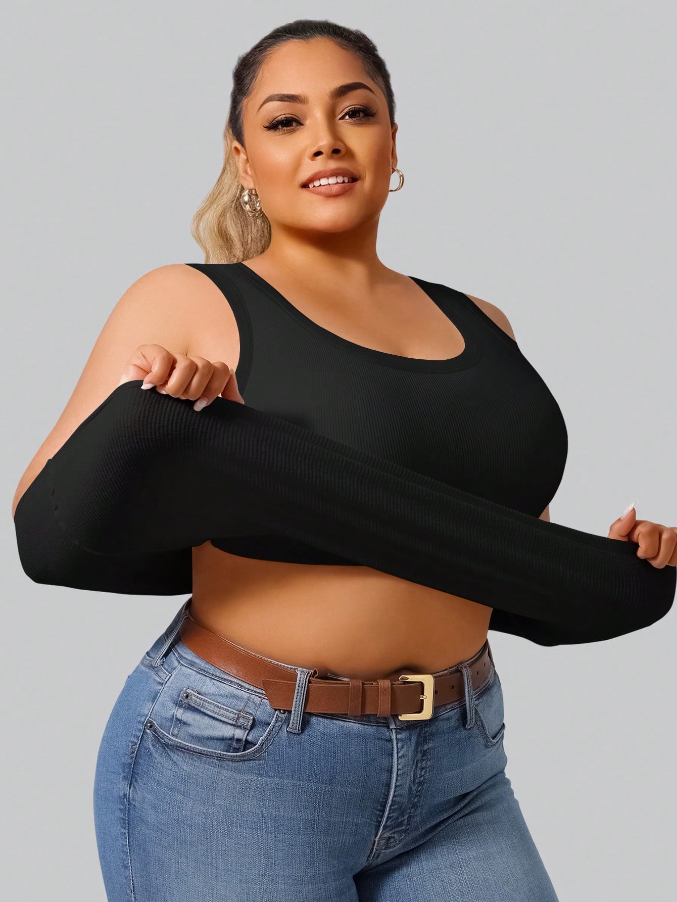 Plus Size Women's High Stretch - Tank Top Ribbed review and price
